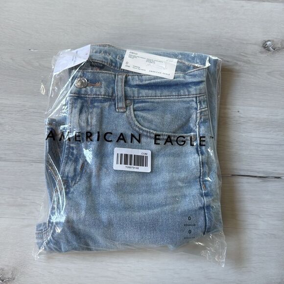 American Eagle Stretch Super High-Waisted Straight Jean blue size 0 NWT in packg - Picture 7 of 8